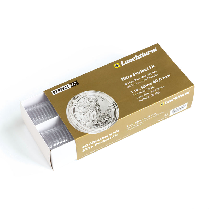 Ultra Perfect Fit-kolikkokapselit 1 oz hopeakolikoille, 40,6 mm (esim. American Eagle), 40 kpl:n pakkaus